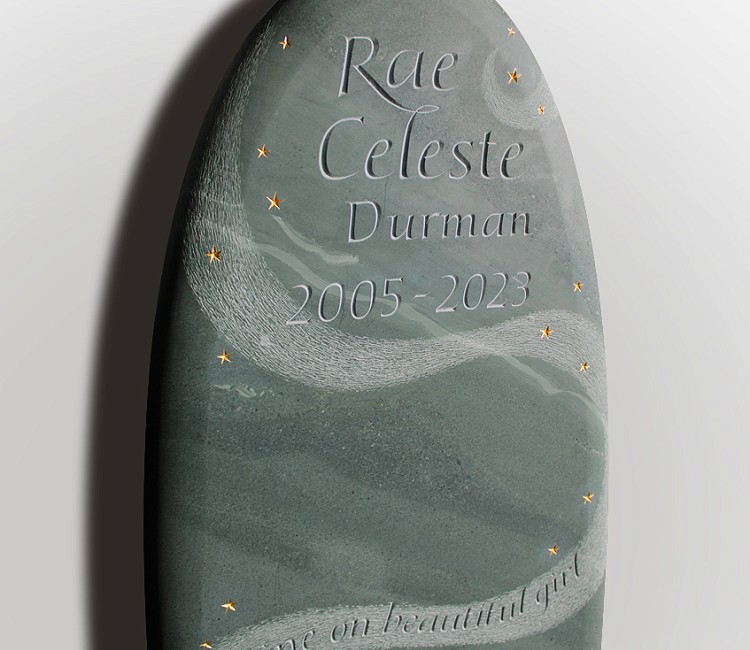 Textured green slate memorial